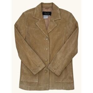 Terry Lewis Classic Luxuries Tan Suede Leather Blazer Jacket Womens Medium M